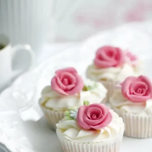 Cupcakes sabrosas de rosas