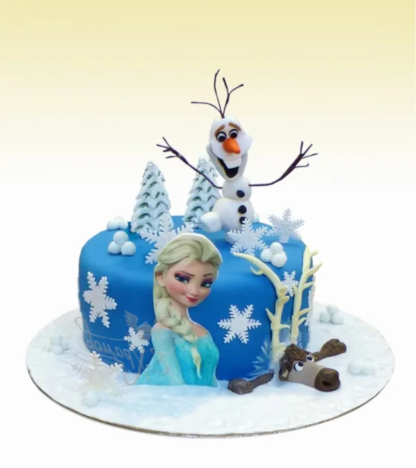 Tarta Frozen muneco de nieve y Princesa