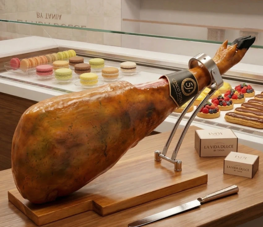Figura de azúcar 3D jamón ibérico comestible artesanal Madrid
