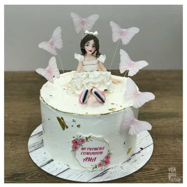 Tarta mi primer comunión mariposas