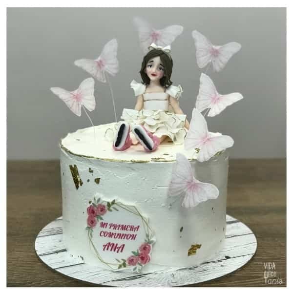 Tarta mi primer comunión mariposas