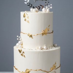Tarta Elegante "Oro y Perlas" (Personalizada)