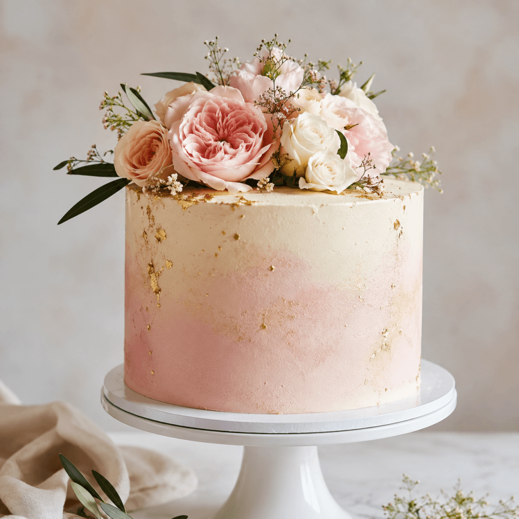 Tarta personalizada con flores para celebración en Madrid