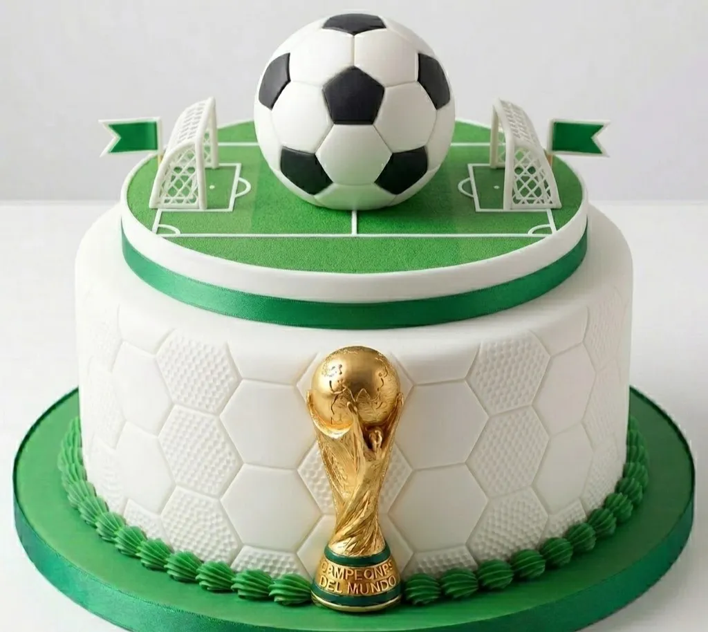 Bento cake artesanal de fútbol para celebrar el Mundial en Madrid
