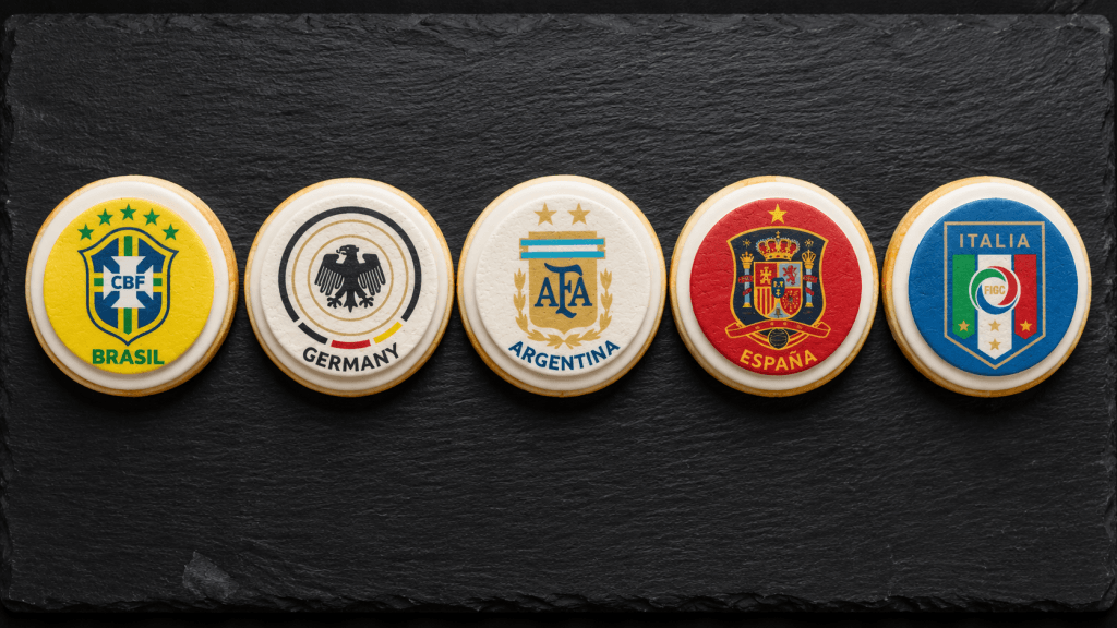 Galletas decoradas con banderas de selecciones para celebraciones del Mundial 2026