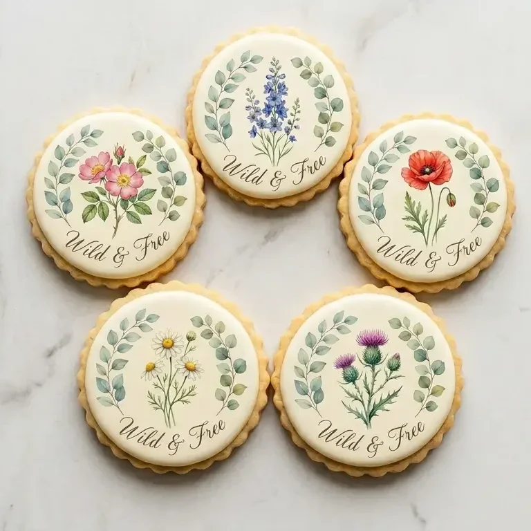 Galletas de boda con diseño floral variado