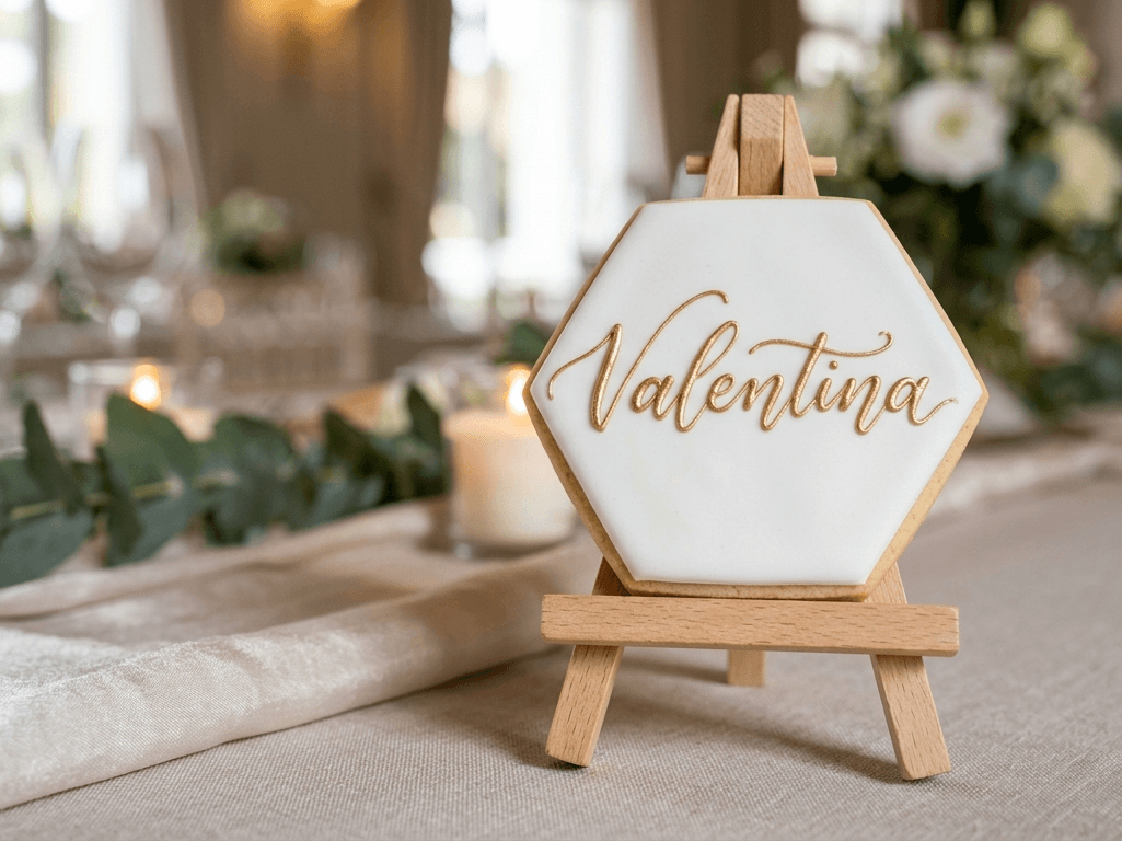 Galleta personalizada como marcasitios para eventos en Madrid