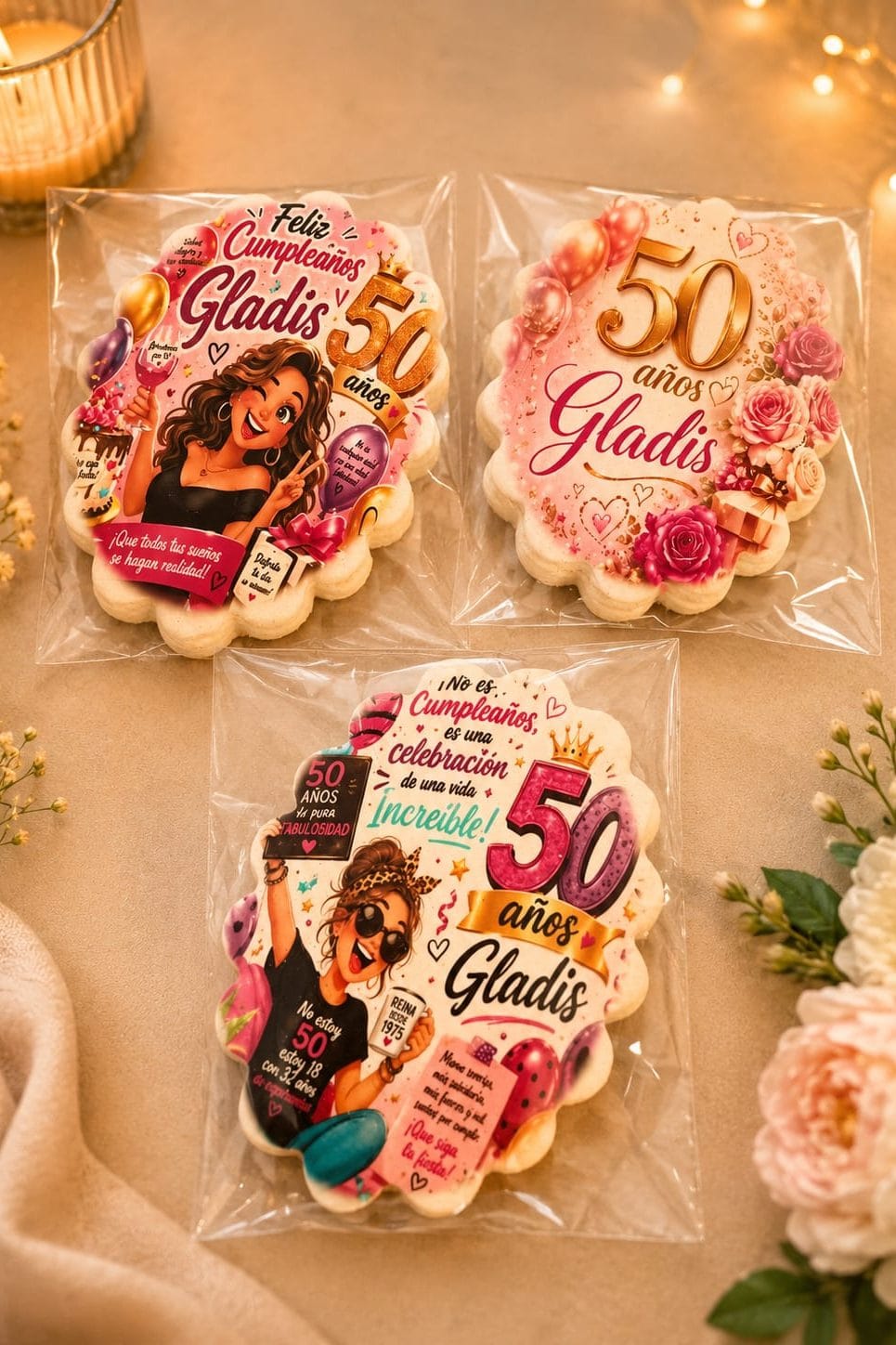 Galletas personalizadas impresas de celebración de cumpleaños