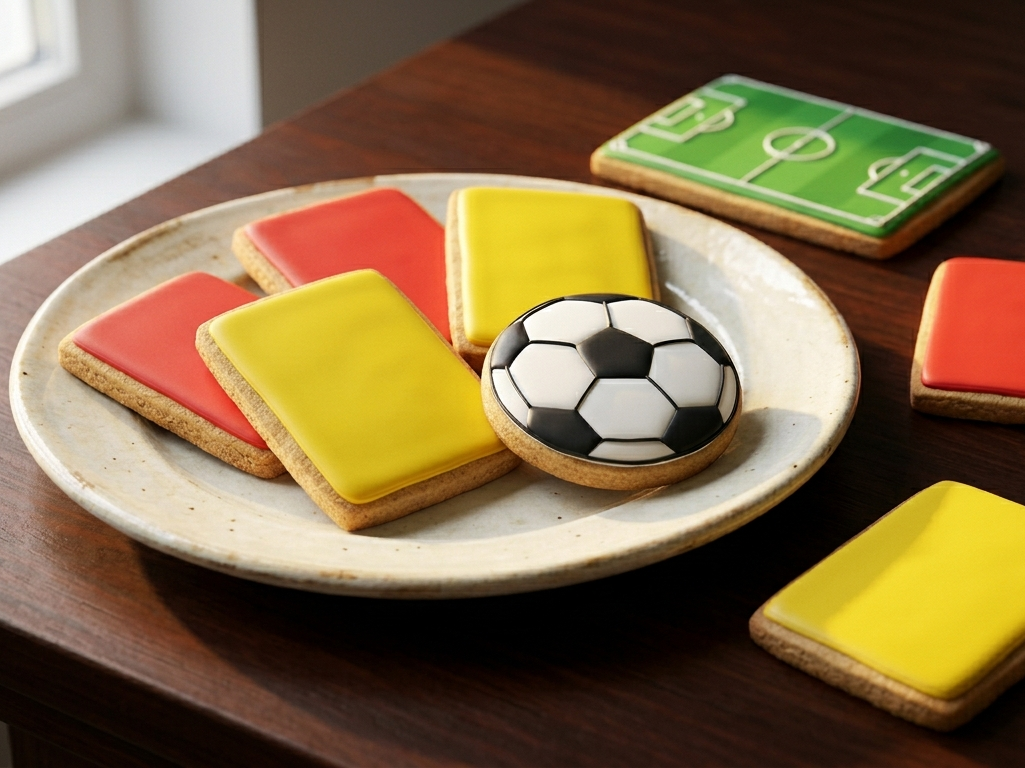 Galletas personalizadas de fútbol: tarjetas roja y amarilla, balón y campo para el Mundial 2026 en casa