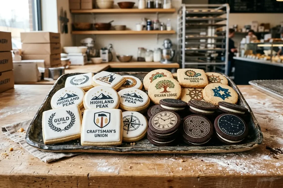 Hornada de galletas personalizadas con varias marcas corporativas