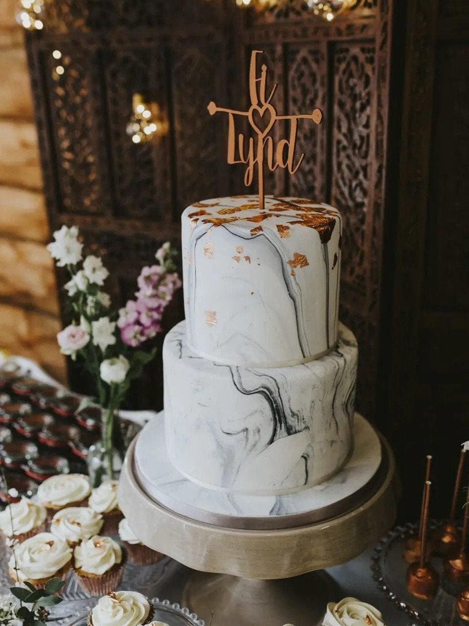 Tarta de boda marble cake con efecto mármol